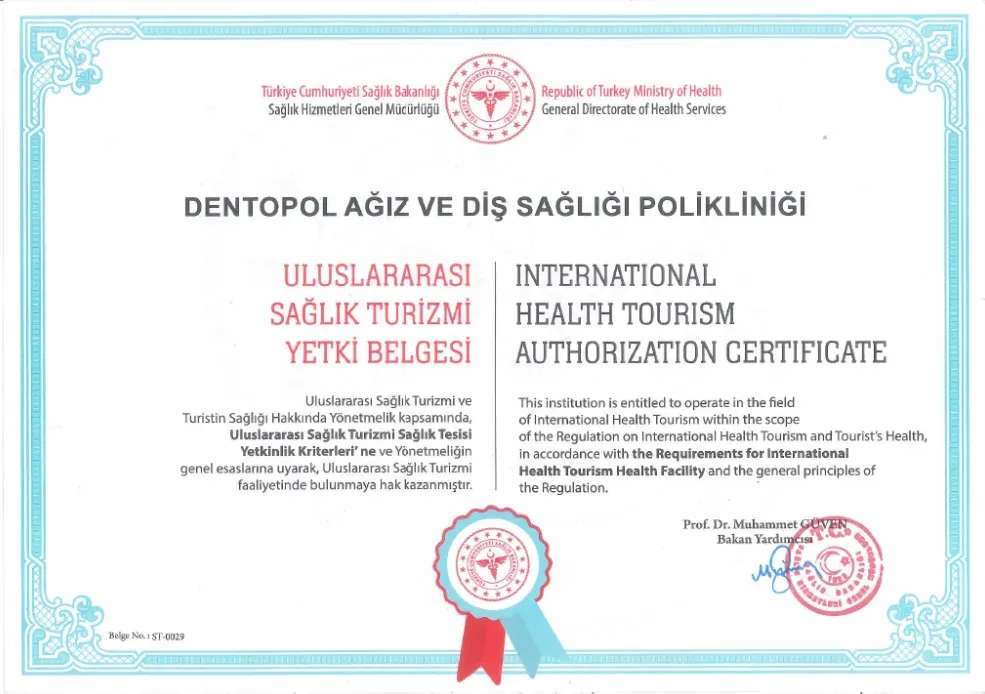 Uluslararası Sağlık Turizmi Yetki Belgesi