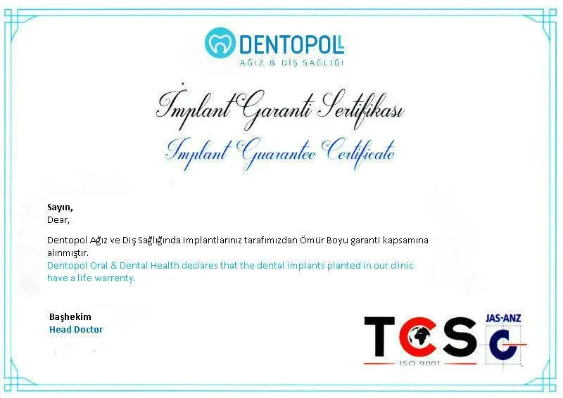 İmplant Garanti Sertifikası
